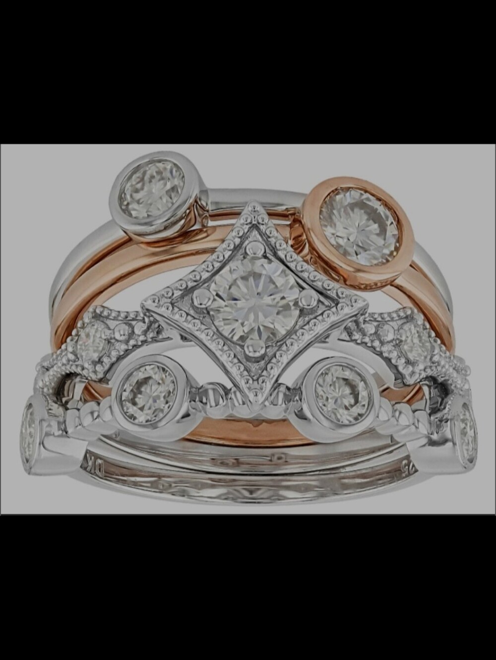 Moissanite Fire Sterling Silver 1.38ct Moissanite Set Of 4 Stack Rings NEW